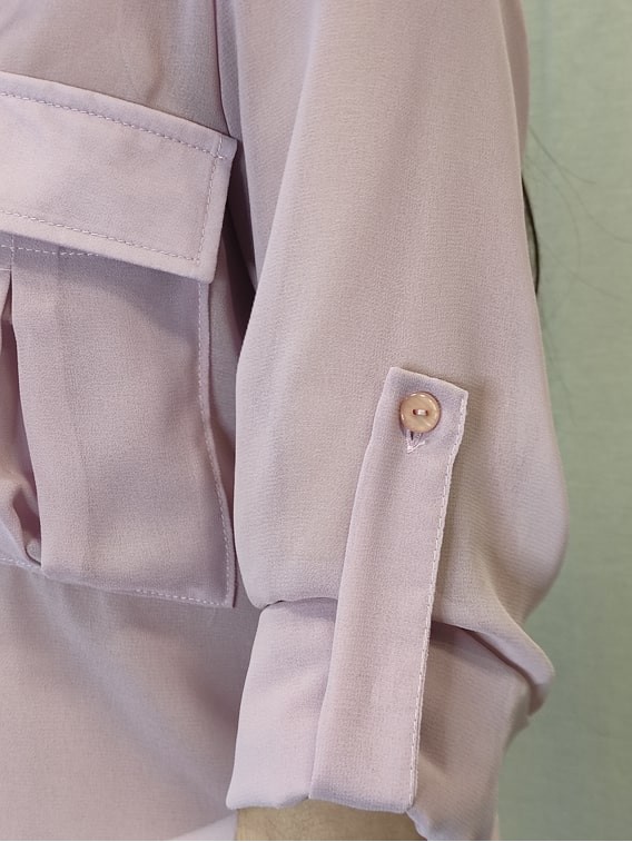 Camicia donna rosa doppia lunghezza tasche davanti spacco dietro Kontatto particolare manica Con senso abbigliamento Torino