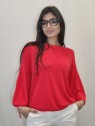 Maglia donna giro collo rossa maniche palloncino Kontatto vista frontale Con senso abbigliamento Torino