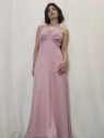 Abito donna lungo da cerimonia rosa spalle nude Kontatto vista frontale Con senso abbigliamento Torino