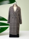 Cappotto doppiopetto pied de poule vino-burro donna Kartika vista frontale Con.senso abbigliamento Torino