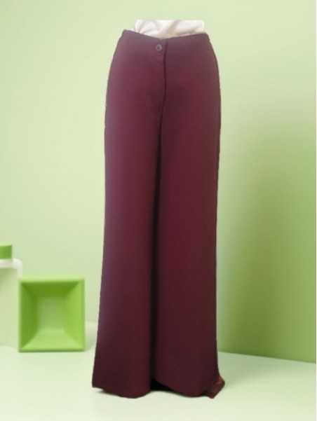 Pantaloni palazzo tinta vino elastico dietro vista frontale Con.senso abbigliamento Torino