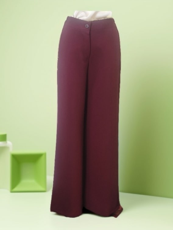 Pantaloni palazzo tinta vino elastico dietro vista frontale Con.senso abbigliamento Torino