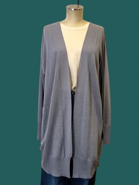 Cardigan donna lungo fiammato carta da zucchero Kontatto vista frontale Con.senso abbigliamento Torino