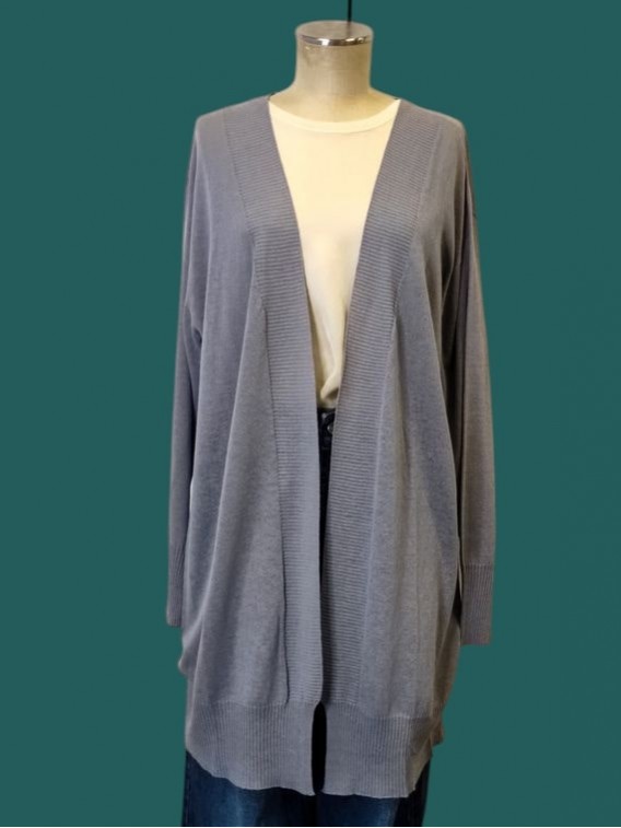 Cardigan donna lungo fiammato carta da zucchero Kontatto vista frontale Con.senso abbigliamento Torino