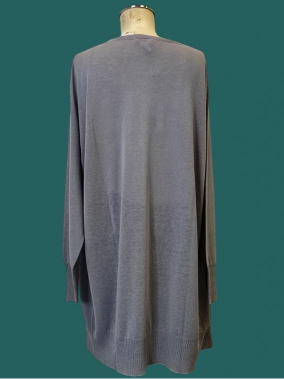 Cardigan lungo donna fiammato carta da zucchero Kontatto vista spalle Con.senso abbigliamento Torino