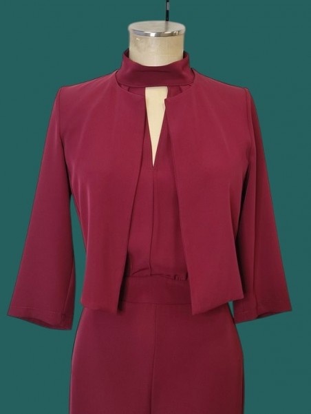 Giacchina donna ribes tessuto fluido maniche tre quarti Kontatto vista frontale Con.senso abbigliamento Torino