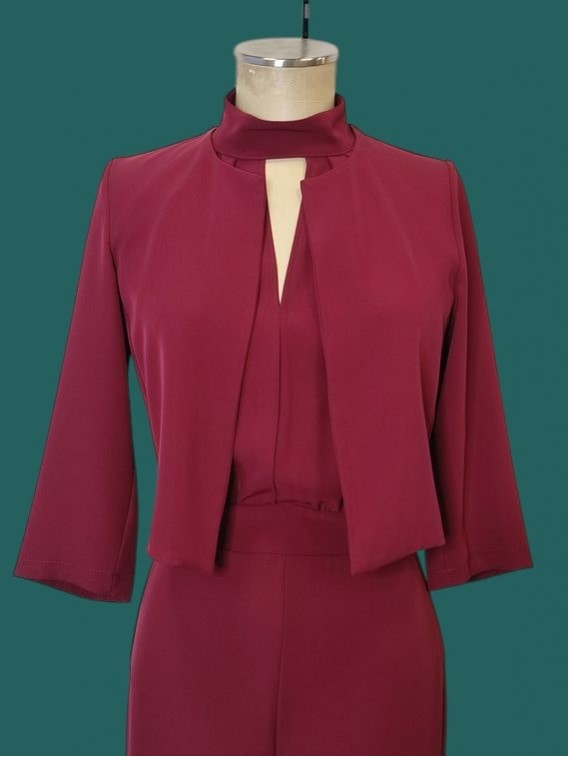 Giacchina donna ribes tessuto fluido maniche tre quarti Kontatto vista frontale Con.senso abbigliamento Torino