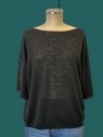 Girocollo donna nero tessuto fiammato maniche corte Kontatto vista frontale Con.senso abbigliamento Torino