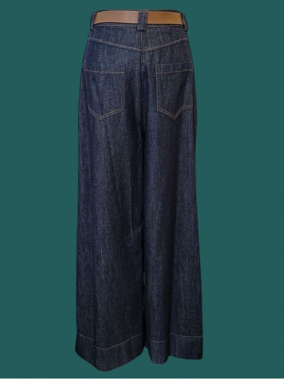 Jeans denim donna a palazzo Le strghe vista retro Con.senso abbigliamento Torino