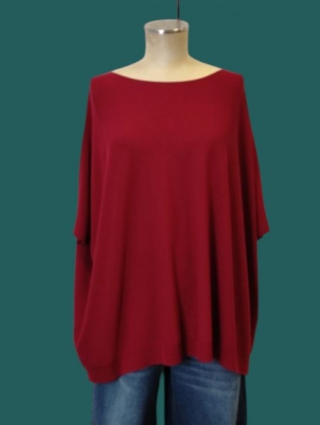 Maglia donna over ribes in viscosa maniche corte Kontatto vista frontale Con.senso abbigliamento Torino