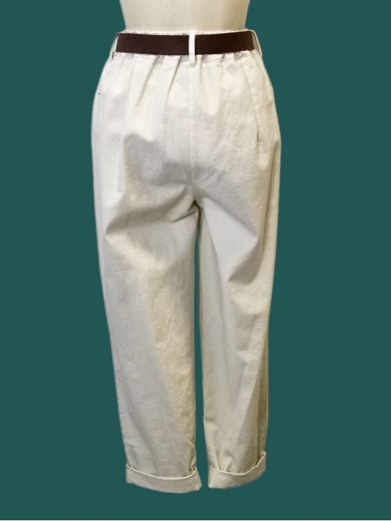 Pantalone donna tinta burro con cintura Le streghe vista retro Con.senso abbigliamento Torino