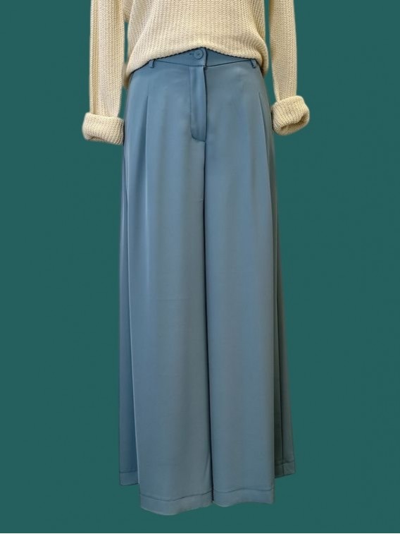 Pantalone fluido donna a palazzo carta da zucchero Kartika vista frontale Con.senso abbigliamento Torino