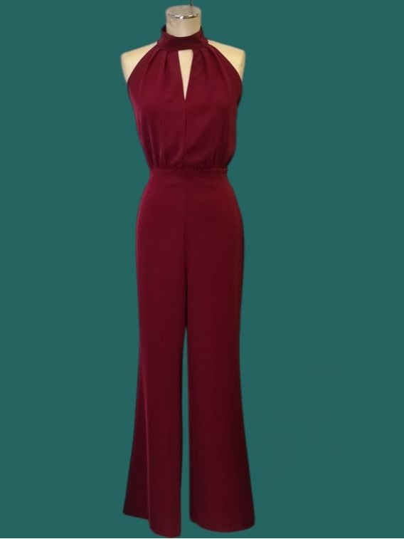 Tuta donna ribes tessuto fluido scollo all'americana Kontatto vista frontale Con.senso abbigliamento Torino