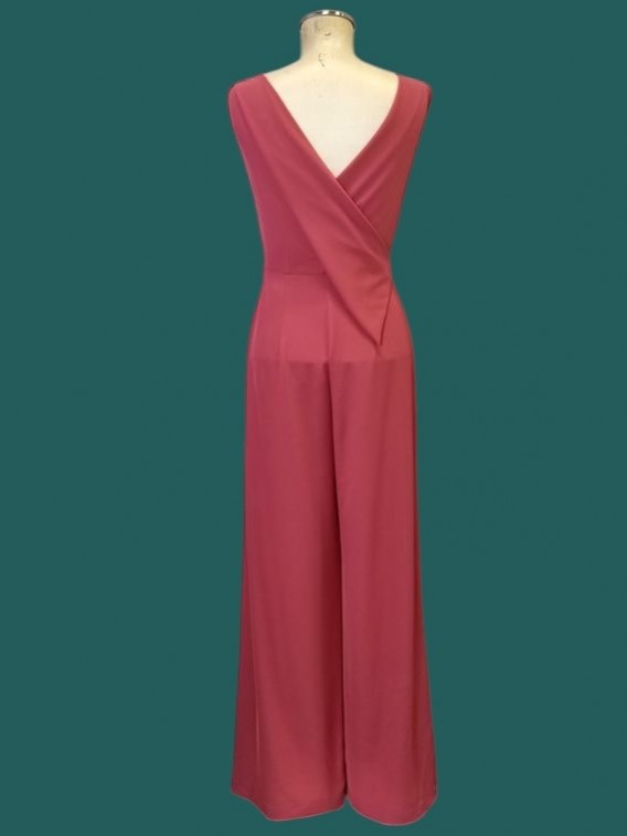 Tuta donna smanicata tessuto fluido phard scollo schiena Kartika vista spalle Con.senso abbigliamento Torino