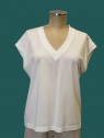 Blusa donna burro in cotone scollo V maniche ad aletta Flirt vista frontale Con.senso abbigliamento Torino