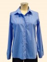 Camicia donna azzurra righe vista frontale Con.senso abbigliamento Torino