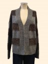Cardigan donna righe grigio e lurex moro Kartika vista frontale Con.senso abbigliamento Torino