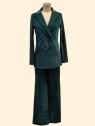 Completo donna ciniglia verde giacca e pantaloni vista frontale Con.senso abbigliamento Torino
