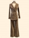 Completo donna beige giacca pantaloni in ciniglia vista frontale Con.senso abbigliamento Torino