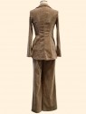 Completo donna giacca e pantaloni in ciniglia beige vista dietro Con.senso abbigliamento Torino