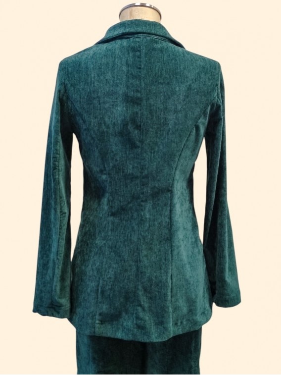Giacca donna ciniglia verde doppiopetto vista dietro Con.senso abbigliamento Torino