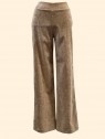 Pantaloni donna beige in ciniglia gamba larga vista frontale Con.senso abbigliamento Torino