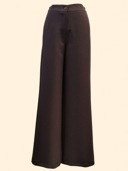 Pantaloni donna gamba larga moro elastico dietro vista frontale Con.seno abbigliamento Torino