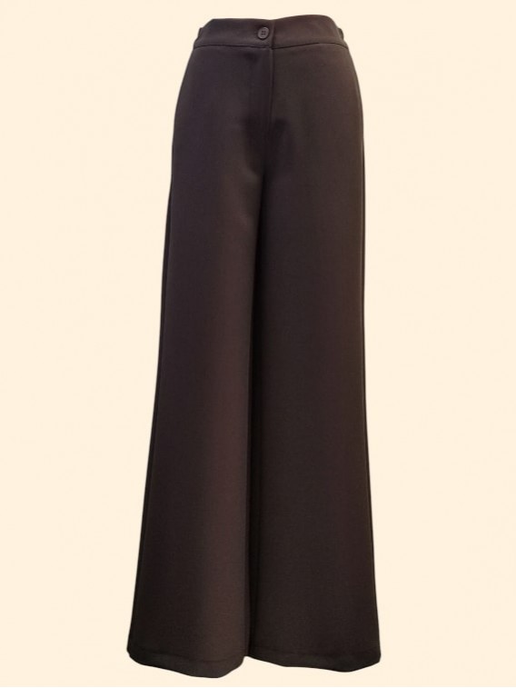 Pantaloni donna gamba larga moro elastico dietro vista frontale Con.seno abbigliamento Torino