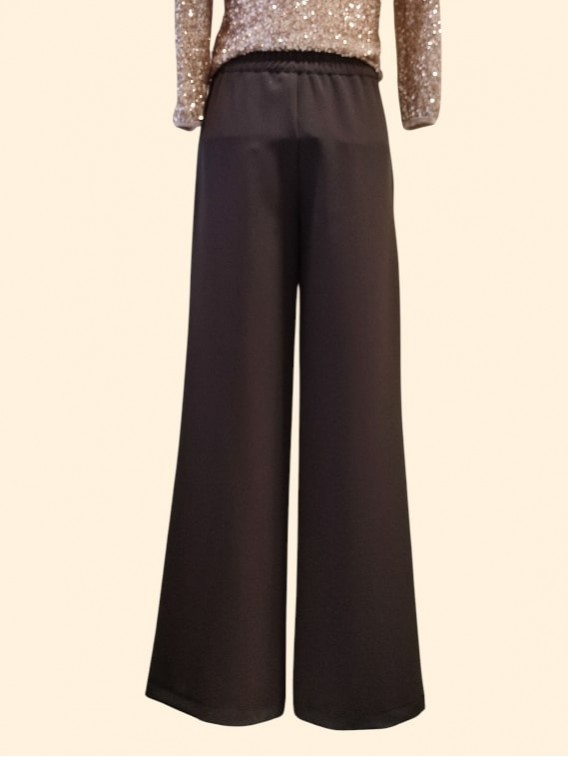 Pantaloni donna gamba larga moro elastico dietro vista dietro Con.senso abbigliamento Torino