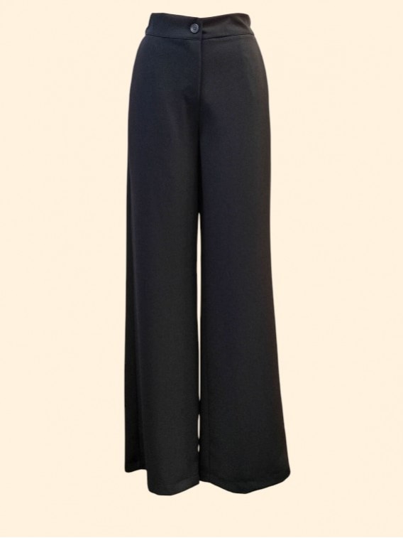 Pantaloni donna a palazzo neri elastico dietro vista fronale Con.senso abbigliamento Torino