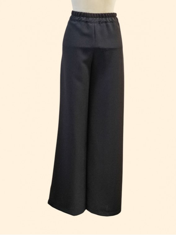 Pantaloni donna palazzo neri elastico dietro vista dietro Con.senso abbigliamento Torino