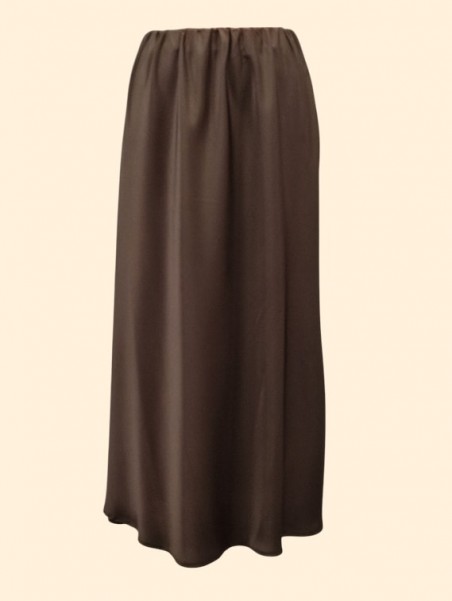 Gonna midi in raso nero vista frontale Con.senso abbigliamento Torino