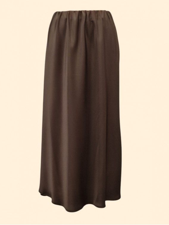 Gonna midi in raso moro vista frontale Con.senso abbigliamento Torino