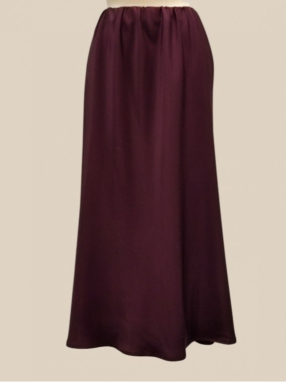 Gonna midi in raso vino vista frontale Con.senso abbigliamento Torino