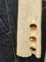 Maglia donna burro a coste particolore polsino bottoni oro Con.senso abbigliamento Torino