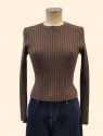 Maglia donna moro a coste polsini con bottoni oro vista frontale Con.senso abbigliamento Torino