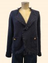Maglia donna Chanel blu con bottoni oro Kartika vista frontale Con.senso abbigliamento Torino