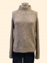 Maglia donna fantasia beige moro collo alzato con paillettes Kartika vista frontale Con.senso abbigliamento Torino
