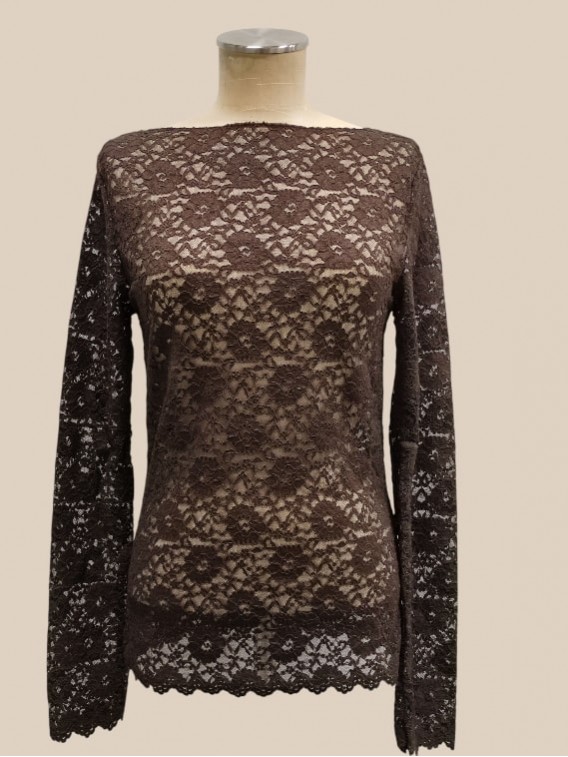 Maglia donna in pizzo moro Susy Mix vista frontale Con.senso abbigliamento Torino