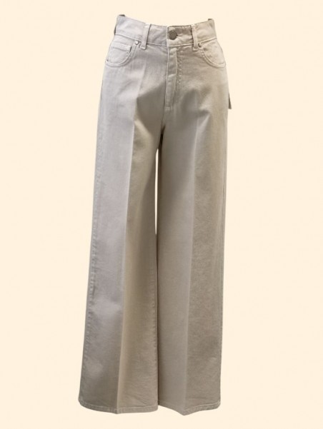 Pantaloni donna gamba larga burro 5 tasche Kartika vista frontale Con.senso abbigliamento Torino
