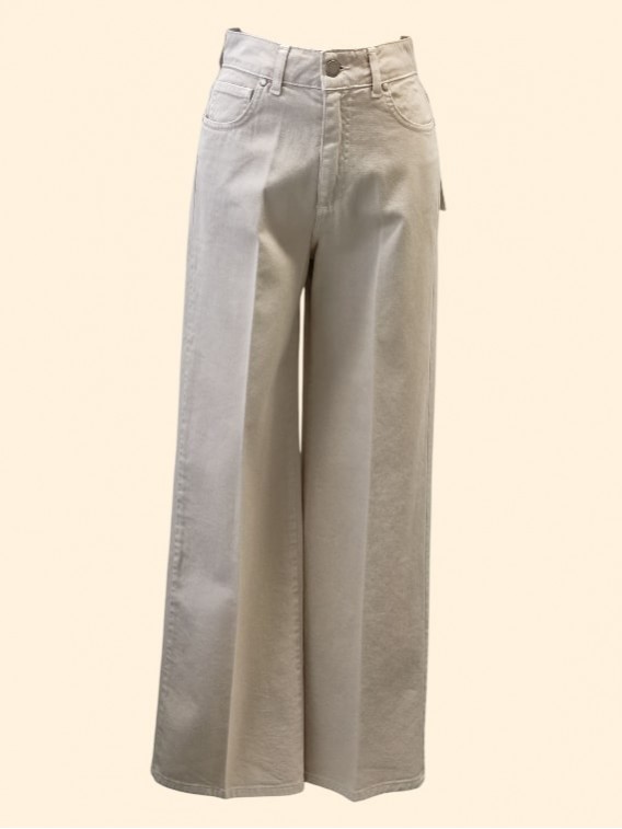 Pantaloni donna gamba larga burro 5 tasche Kartika vista frontale Con.senso abbigliamento Torino