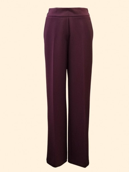 Pantaloni donna vino gamba dritta elastico dietro tasche alla francese Kartika vista frontale Con.senso abbigliamento Torino