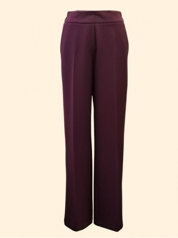Pantaloni donna vino gamba dritta elastico dietro tasche alla francese Kartika vista frontale Con.senso abbigliamento Torino