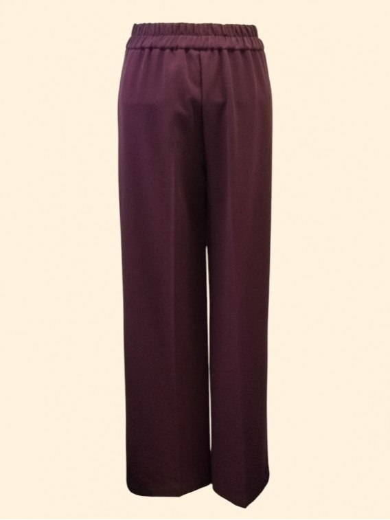 Pantaloni donna vino gamba dritta elastico dietro Kartika vista dietro Con.senso abbigliamento Torino