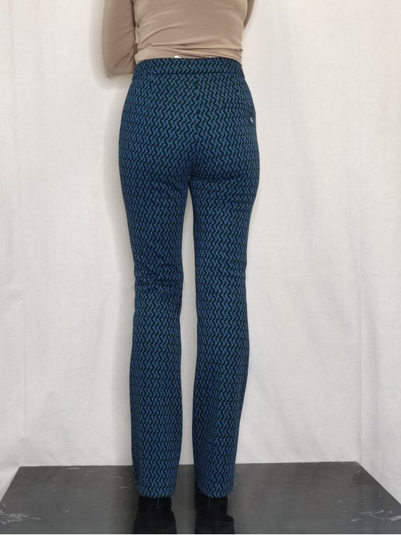 Pantaloni donna jacquard blu gamba dritta tasche laterali Kontatto vista retro Con senso abbigliamento Torino